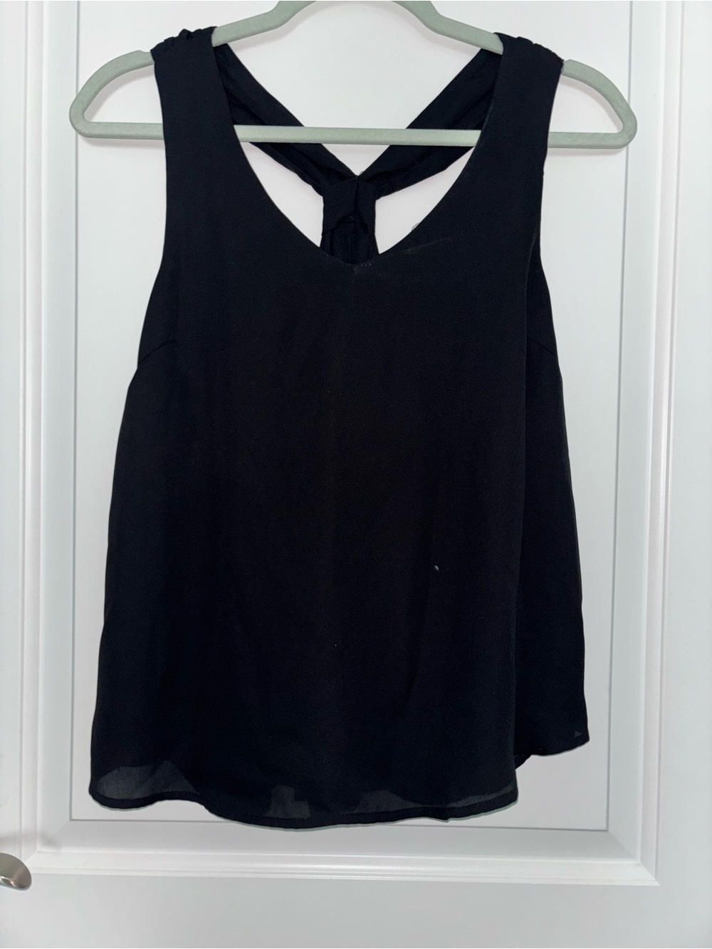 Forever 21 Black V-Neck Tank with Knotted Back